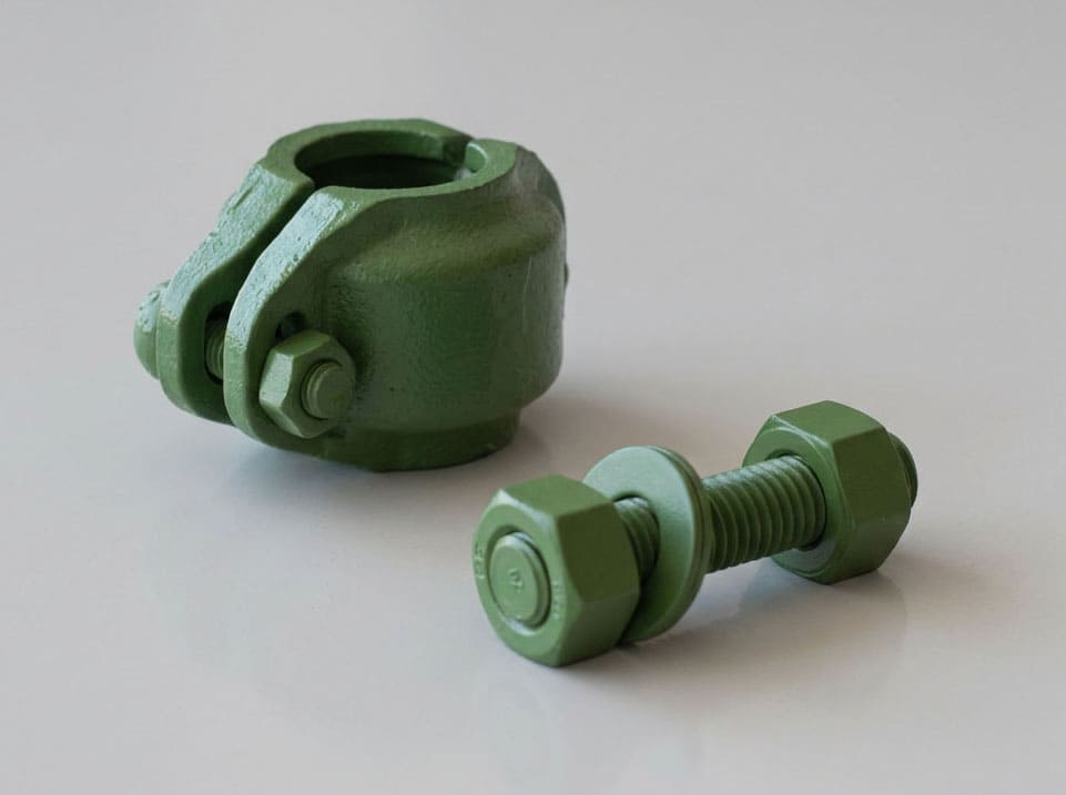 Green Xylan coated hex bolts and heavy nuts for chemical processing