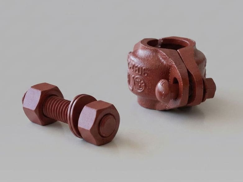 Red Xylan coated structural hex bolts for fire lines and critical emergency systems